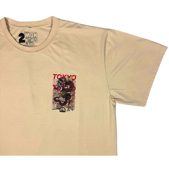 Tokyo 2 Monkeys Men's Shirt Graphic Tee Sz 3XL Beige‎ Japan Dragon Gothic Retro - Picture 5 of 8